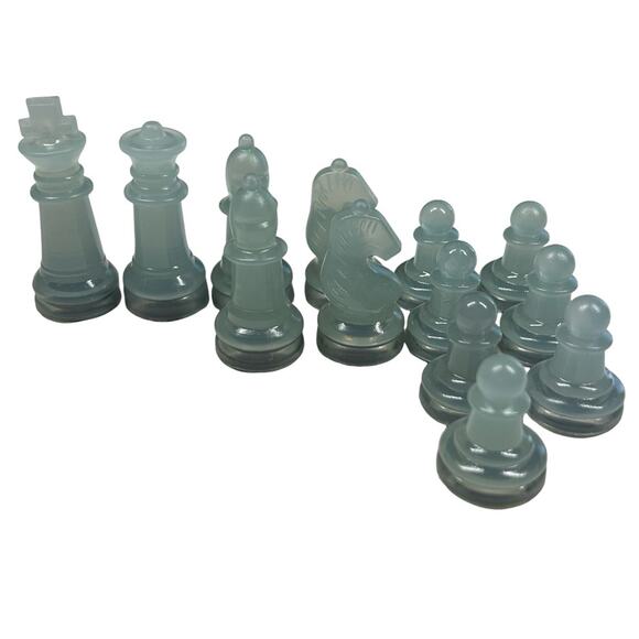 Single Lot of 13 Matching Green Acrylic Chess Pieces Board Games Crafts Decor - Picture 1 of 3